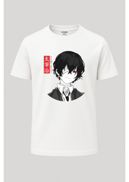 Osamu Dazai Bungou Stray Dogs Baskılı Loose Fit Bisiklet Yaka Unisex Tişört Anime Manga
