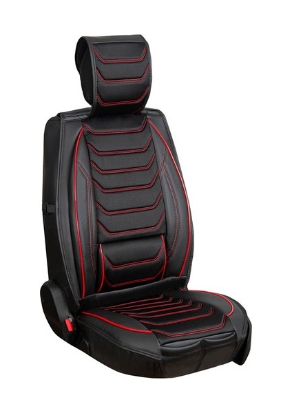 Alfa Romeo 156 Uyumlu Lüx Deri Oto Koltuk Kılıfı Ön Arka Takım Kemer Serisi Siyah Kırmızı fırsatları