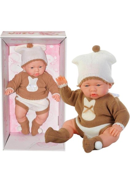 Elite Azra Bebek Bej ve Kahve Rengi Triko Kıyafetli 40 cm Et Bebek GLT1128 1 Adet