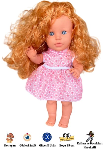 Elite Sakura Türkçe Konuşan Açık Kahverengi Uzun Saçlı Et Bebek Oyuncak (35 Cm) 1 Adet