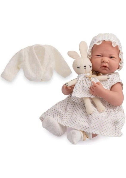 Elite Gerçekçi Yenidoğan Oyuncak Kız Bebek 39 cm - Beyaz Hırka ve Tavşanlı 1 Adet modelleri