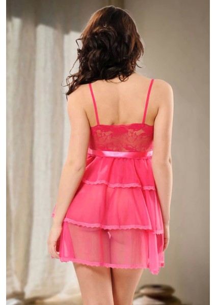 Fuşya Dantel Gecelik - 621 modelleri