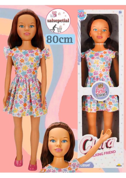 Elite Büyük Boy Et Bebek 80CM Yürüyüş Arkadaşım Clara Bebek 80CM Oyuncak Bebek Çiçekli Elbiseli 1 Adet