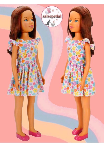 Elite Büyük Boy Et Bebek 80CM Yürüyüş Arkadaşım Clara Bebek 80CM Oyuncak Bebek Çiçekli Elbiseli 1 Adet