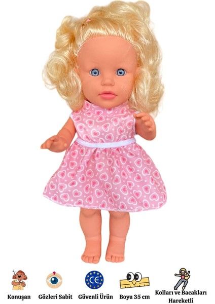 Elite Sakura Türkçe Konuşan Sarı Saçlı Et Bebek Oyuncak (35 Cm) 1 Adet