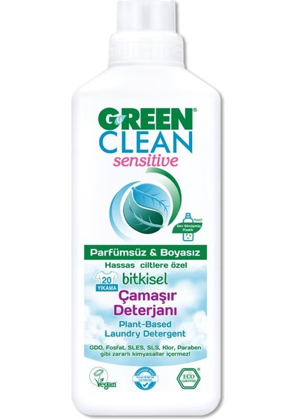 Green Clean Sensitive Parfümsüz Bitkisel Çamaşır Deterjanı 1000ML