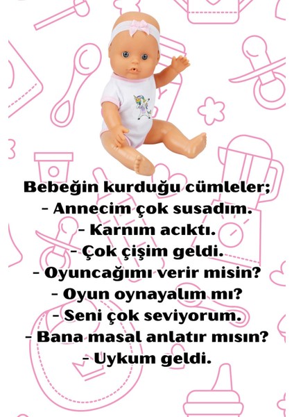 Elite Altını Islatan Konuşan Sesli Bebek Seti Oyuncak Et Bebek Sesli Ağlar Konuşur Süt Içer 1 Adet