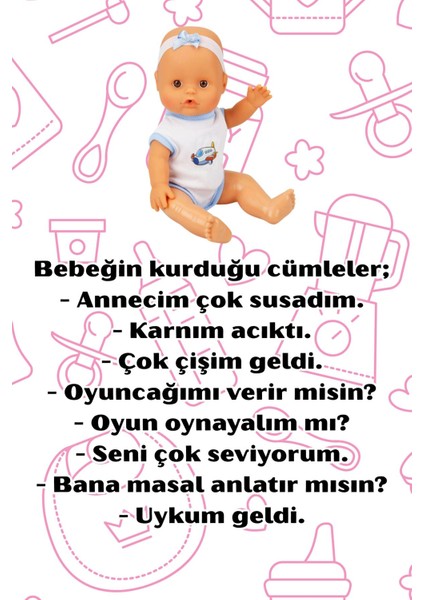 Elite Altını Islatan Konuşan Sesli Bebek Seti Oyuncak Et Bebek Sesli Ağlar Konuşur Süt Içer 1 Adet