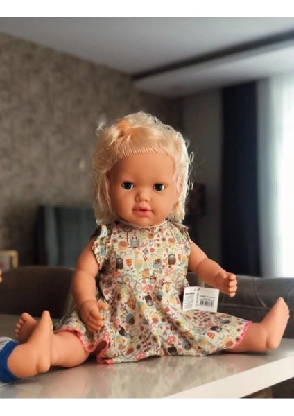 Elite Büyük Boy Gözleri Kapanan Türkçe Konuşan Sarışın Kız Oyuncak Et Bebek 60 cm 1 Adet