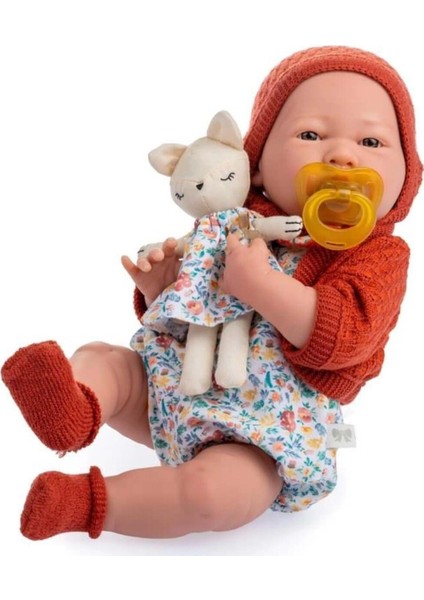 Elite Oyuncak Bebek 38 cm - Kiremit Hırka ve Kedili 1 Adet