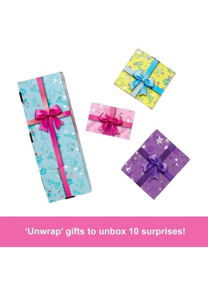 Elite Barbi Party Unboxed Doll & Accessories Birthday Bows Set Surprises Including Color Change 1 Adet