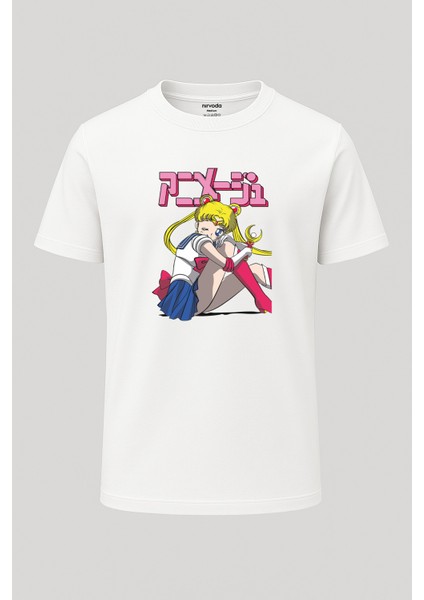 Sailor Moon Serenity Ay Savaşçısı Baskılı Loose Fit Bisiklet Yaka Unisex Tişört Anime Manga