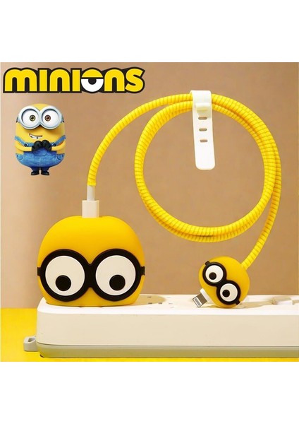 Şarj Aleti Kılıfı, Şarj Kablosu Koruma Aparatı, 18-20 W Bütün Başlıklara Uyumlu Minions