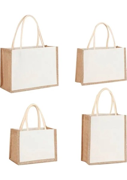 Jüt Çanta Boş Beyazlatılmamış Büyük 30X23X15CM Yeniden Kullanılabilir 1 Adet