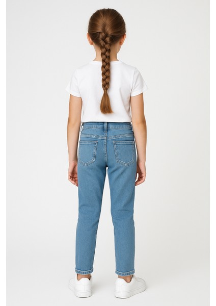 Kız Çocuk Slim Fit Kot Pantolon | Ayarlanabilir Bel | Rahat ve Esnek Günlük Jean Modeli Spor Şık Kot fırsatları