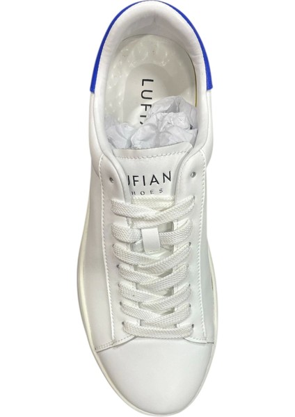 Anton Erkek Hakiki Deri Sneaker Beyaz Mavi 111230254