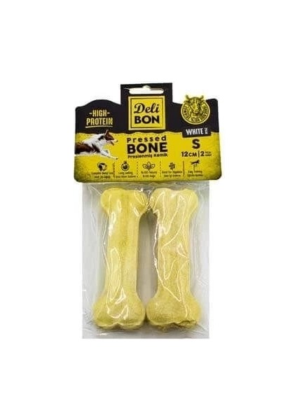 Delibon Deri Pres Kemik Köpek Ödülü Small Beyaz 12 cm 2 Adet