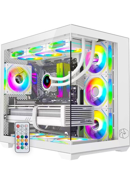 Prime V2 A-Rgb 7X120MM Fanlı 360MM Isı Dereceli Argb Sıvı Soğutmalı Beyaz Bilgisayar Kasası