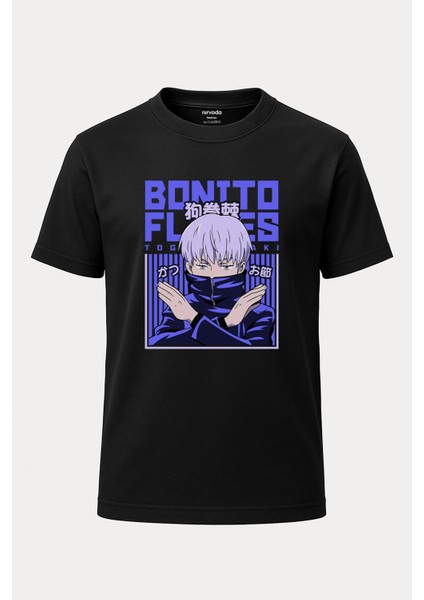 Toge Inumaki Jujutsu Kaisen Baskılı Loose Fit Bisiklet Yaka Unisex Tişört Anime Manga