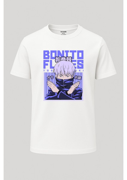 Toge Inumaki Jujutsu Kaisen Baskılı Loose Fit Bisiklet Yaka Unisex Tişört Anime Manga