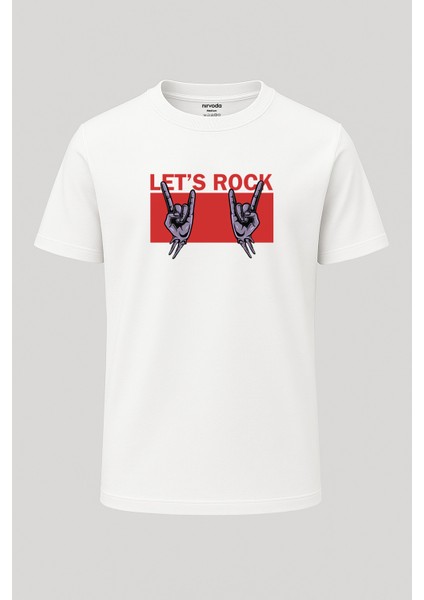 Rock Sembol Baskılı Loose Fit Bisiklet Yaka Unisex Tişört