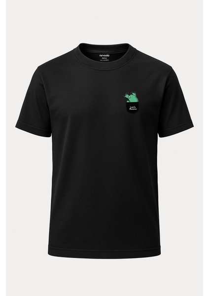 Küçük Canavar Baskılı Loose Fit Bisiklet Yaka Unisex Tişört