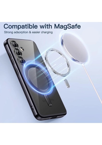 Samsung Galaxy A26 Kılıf Magsafe Wirelles Şarj Destekli Parlak Renkli Kenarlı Arkası Şeffaf Lensli Silikon fiyatları