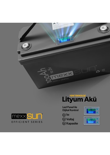 Megacell 12.8V 100AH Lifepo4 Lityum Demir Fosfat Akü