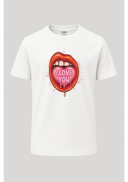 I Love You Baskılı Loose Fit Bisiklet Yaka Unisex Tişört