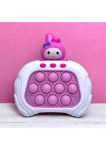 Pembe Bebek Işıklı ve Sesli Elektronik Popit Eğitici Oyuncak Quick Push Konsol