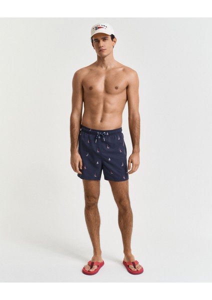 Erkek Lacivert Regular Fit Desenli Mayo Şort 922516008.433