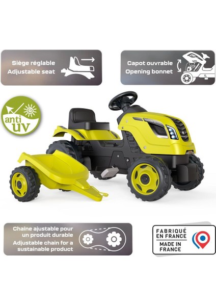 Xl Römorklu Pedallı Traktör - Yeşil 710130