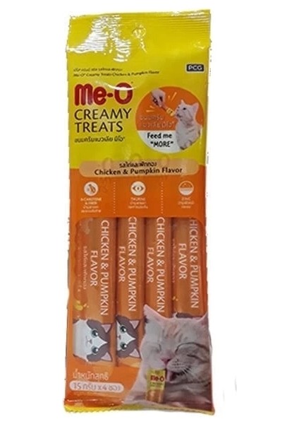 Meo Creamy Tavuk ve Bal Kabağı Lezzetli Kedi Ödül Maması 4X15 gr