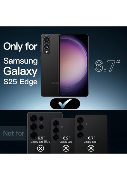 Samsung Galaxy S25 Edge Kılıf Magsafe Wirelles Şarj Destekli Parlak Renkli Kenarlı Arkası Şeffaf Tam Lensli Şeffaf Silikon