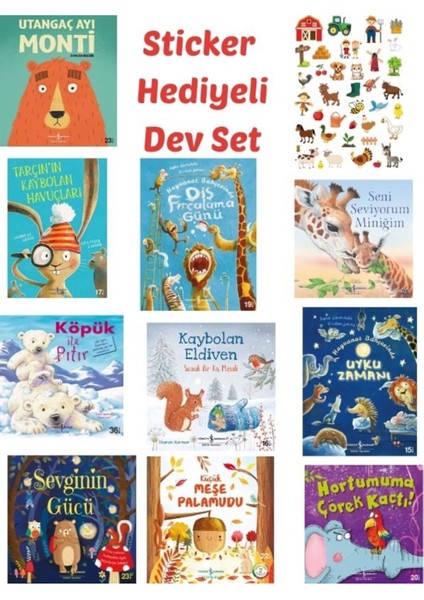 10 Kitap Iş Bankası Yayınları Sticker Hediye - Monti, Tarçın, Sevginin Gücü, Kaybolan Eldiven, Meşe