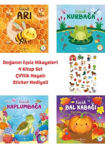 Sticker Hediyeli, Iş Kültür Doğanın Eşsiz Hikayeleri 4 Kitap - Arı, Balkabağı,kurbağa,kaplumbağa