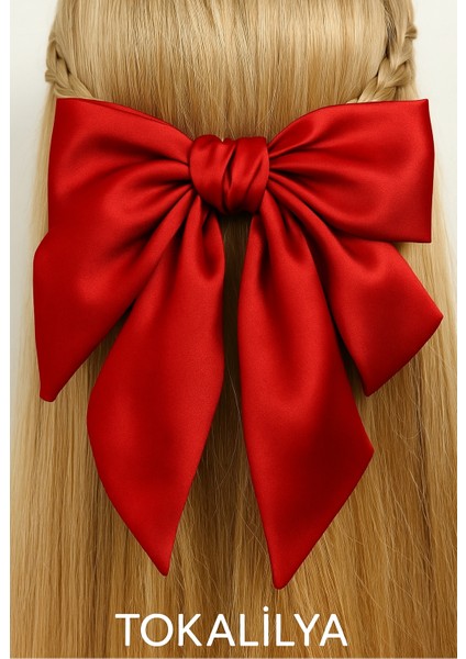 Kadın Saten Fiyonk Otomatik Klipsli Toka