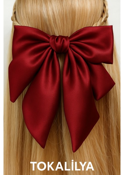 Kadın Saten Fiyonk Otomatik Klipsli Toka