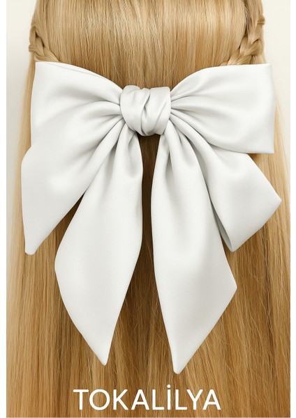 Kadın Saten Fiyonk Otomatik Klipsli Toka