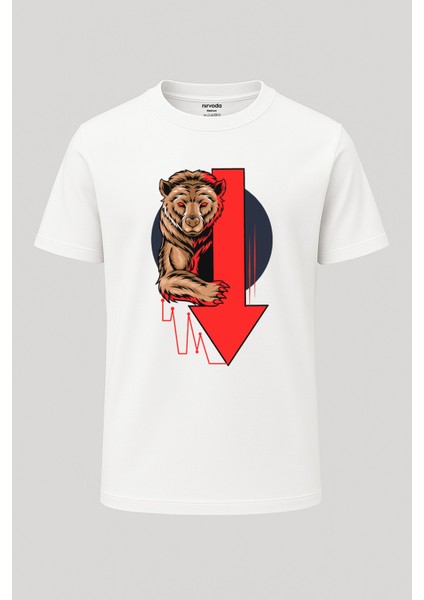 Ayı Sezonu Baskılı Loose Fit Bisiklet Yaka Unisex Tişört