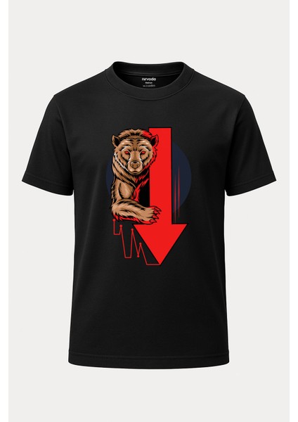 Ayı Sezonu Baskılı Loose Fit Bisiklet Yaka Unisex Tişört