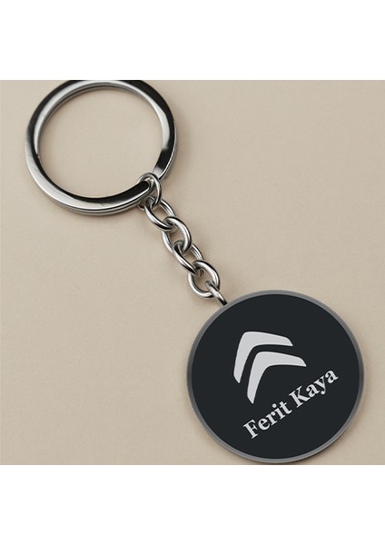 Kişiye Özel Isimli Metal Anahtarlık Kutulu Araç Araba Logo Baskılı