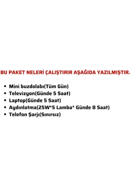 Güneş Enerjisi Hazır Solar Paket – 1kw Inverter + 3x 210W Güneş Paneli + 2x 12V 100AH Jel Akü fırsatları