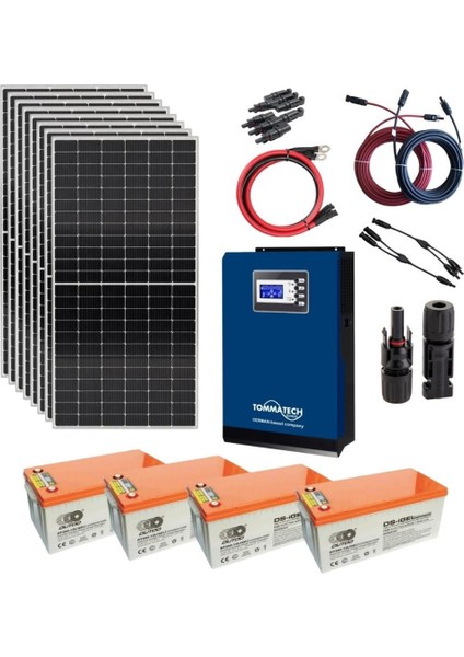 Güneş Enerjisi Hazır Solar Paket – 3kw Inverter + 8x 395W Güneş Paneli + 4x 12V 200AH Jel Akü