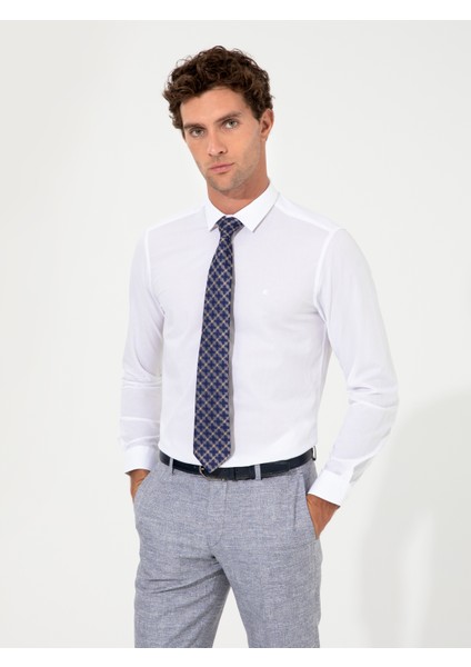 Erkek Beyaz Slim Fit Uzun Kollu Gömlek 50217750-VR013