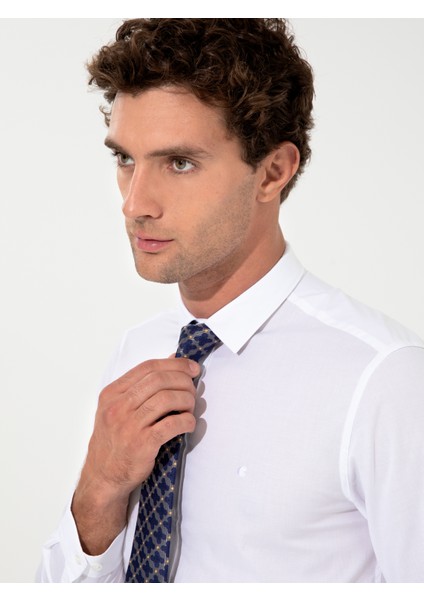 Erkek Beyaz Slim Fit Uzun Kollu Gömlek 50217750-VR013 fiyatları