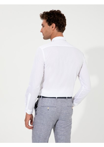 Erkek Beyaz Slim Fit Uzun Kollu Gömlek 50217750-VR013 indirimleri