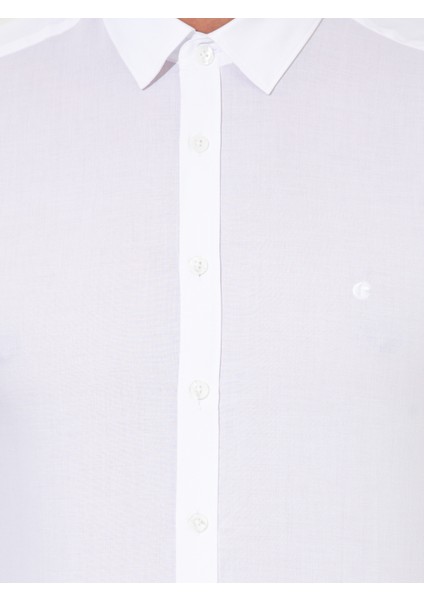 Erkek Beyaz Slim Fit Uzun Kollu Gömlek 50217750-VR013