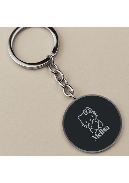 Kişiye Özel Isimli Metal Anahtarlık Kutulu Hello Kitty Baskılı