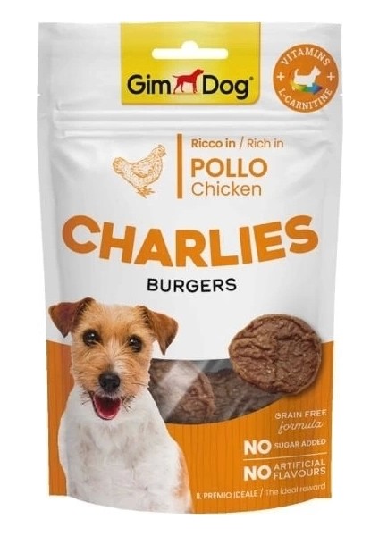Gimdog Charlies Burger Tavuklu Tahılsız ve Şekersiz Köpek Ödül Maması 70 gr